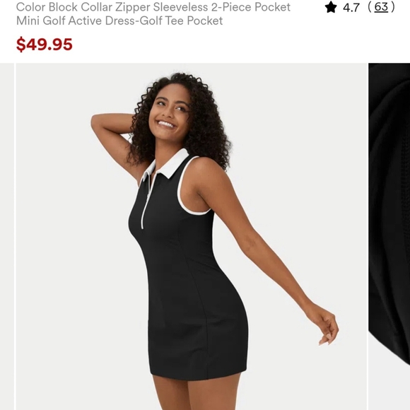 Color Block Collar Zipper Sleeveless 2-Piece Pocket Mini Golf Active Dress-Golf - Picture 2 of 11